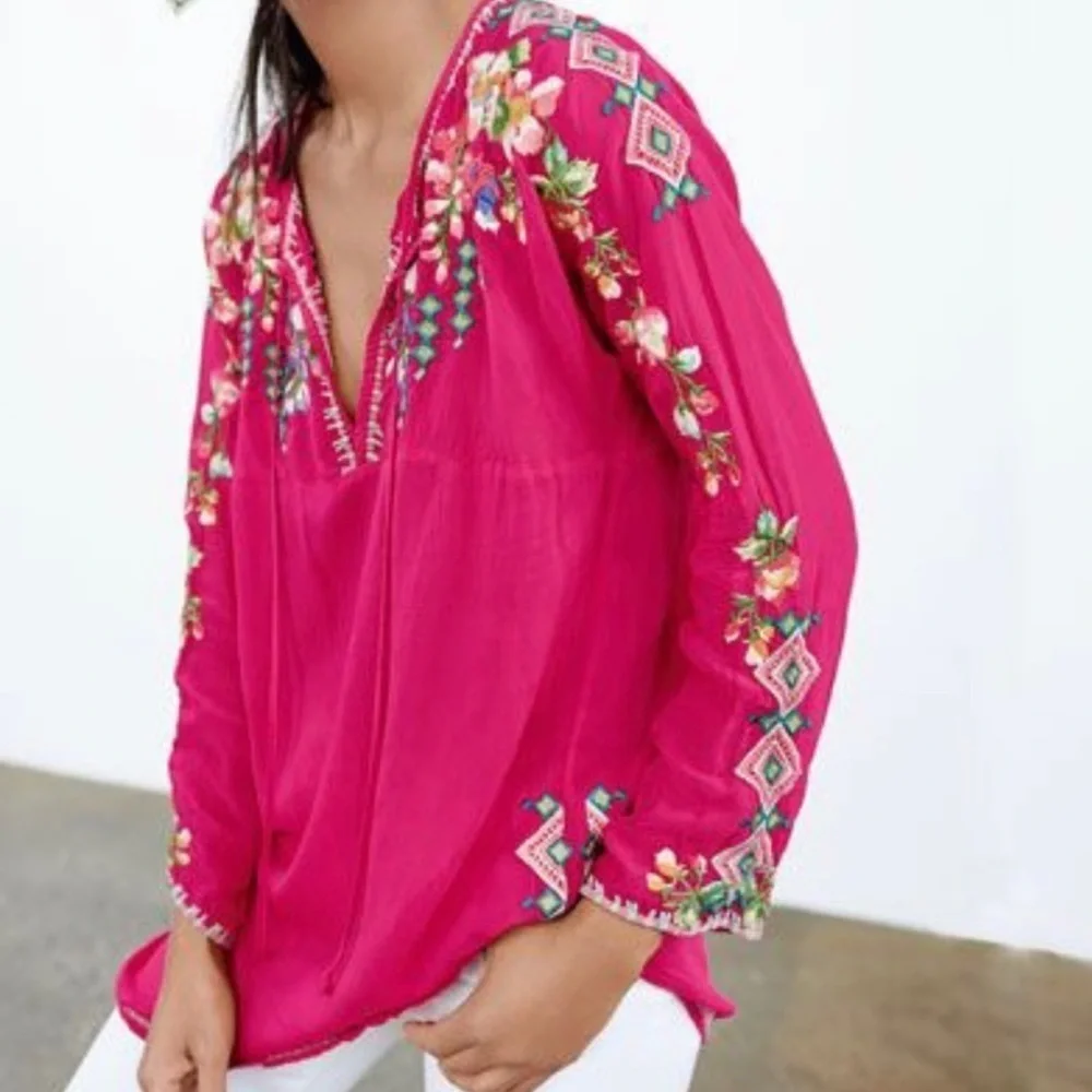 Johnny Was Vanessa Red Embroidered Top - Picture 15 of 15